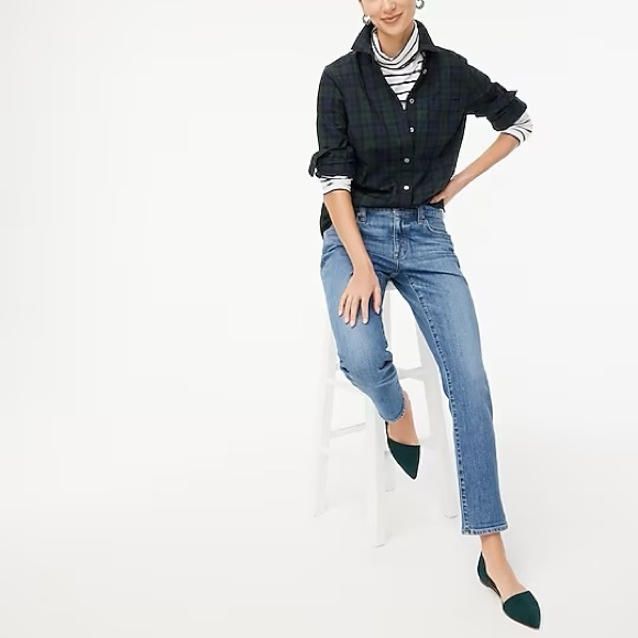 J. Crew Factory Black Watch Plaid Cotton Poplin shirt in Signature Fit - Picture 2 of 11